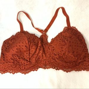 Auden rust burnt orange lace romantic racerback bralette 2X lightly lined